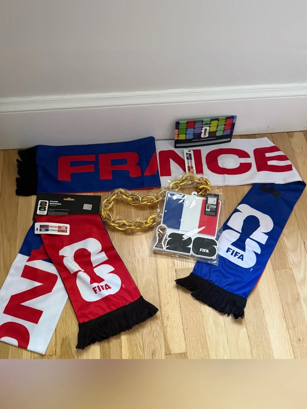 France National Soccer team Gear - oversized necklace, 2 scarfs - (NEW W/ TAGS)
